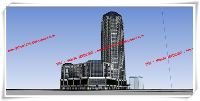 建筑图纸193沿街商业欧式美式高层住宅办公SU模型+cad图纸+效果图+3Dmax