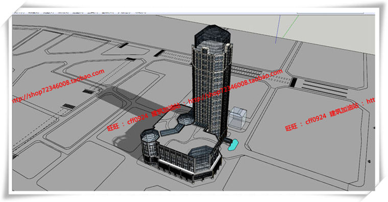 建筑图纸193沿街商业欧式美式高层住宅办公SU模型+cad图纸+效果图+3Dmax