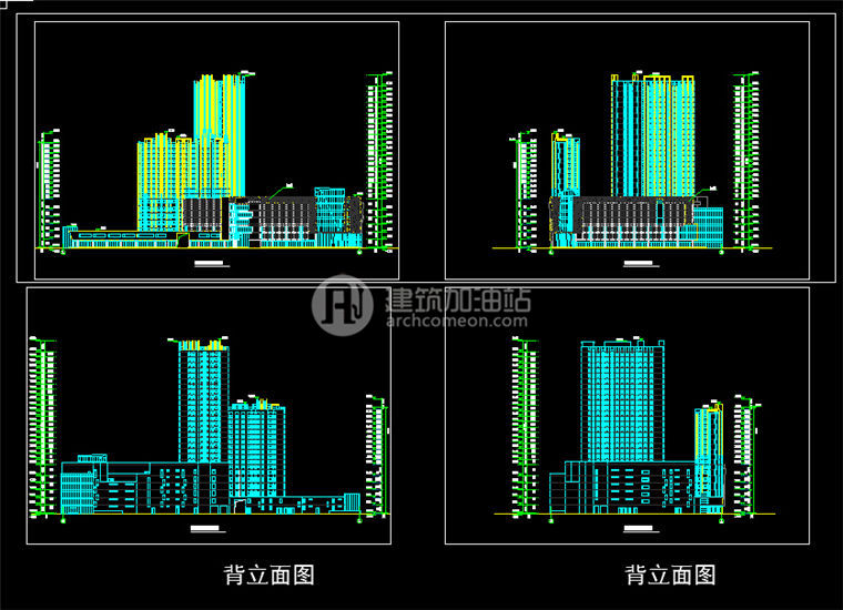 建筑图纸186商住楼景观建筑规划项目设计SU模型/CAD图纸/效果图方案设计