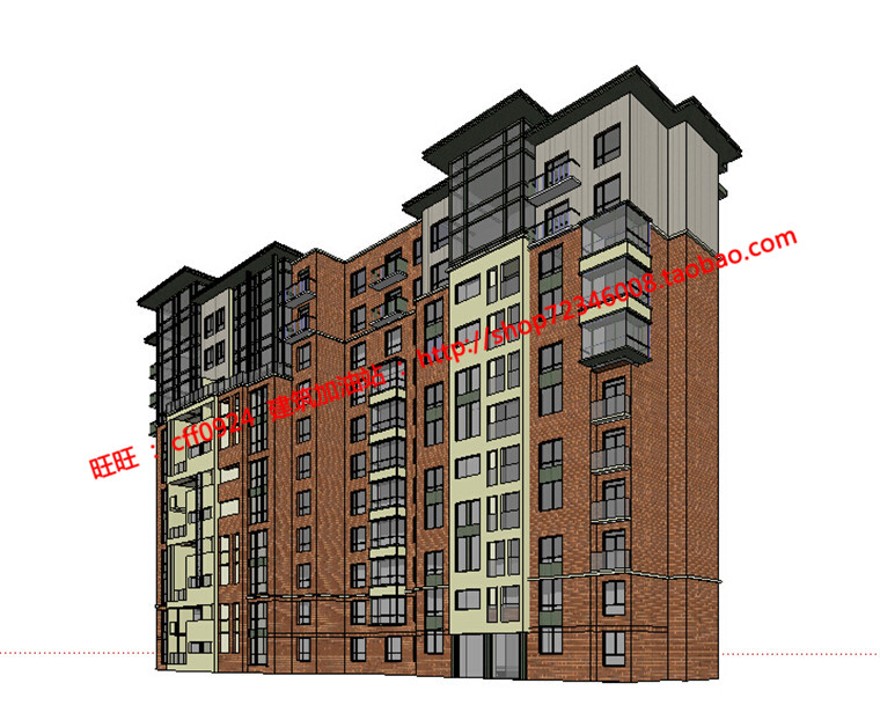 层住宅楼单体户型cad立面总图方案设计su模型效果图建筑资源
