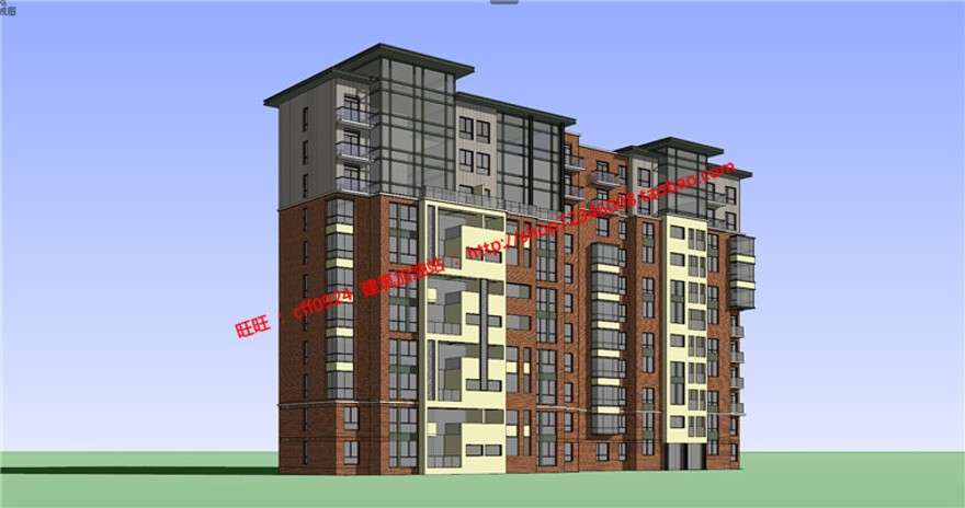 层住宅楼单体户型cad立面总图方案设计su模型效果图建筑资源