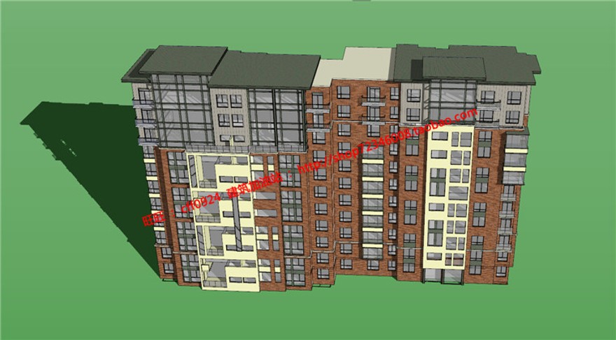 层住宅楼单体户型cad立面总图方案设计su模型效果图建筑资源