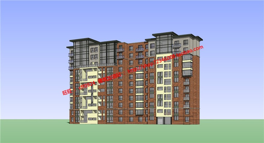 层住宅楼单体户型cad立面总图方案设计su模型效果图建筑资源