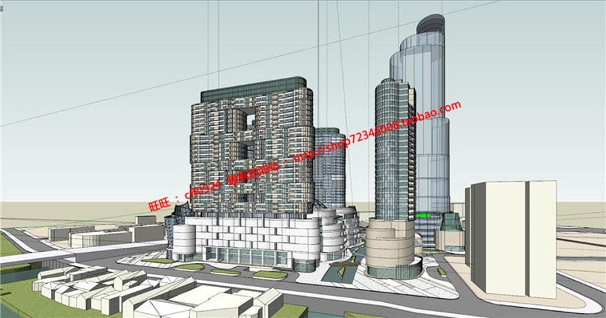 商业设计综合体建筑方案设计su模型+cad图纸