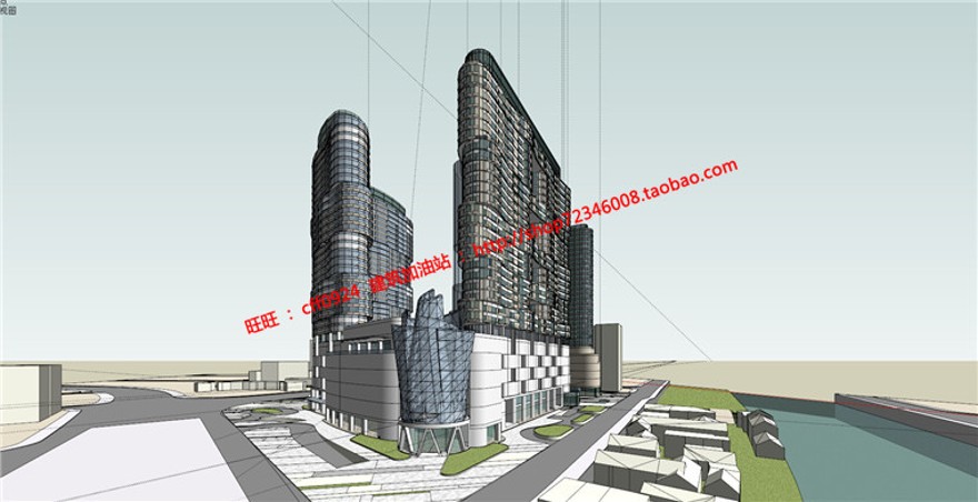 商业设计综合体建筑方案设计su模型+cad图纸