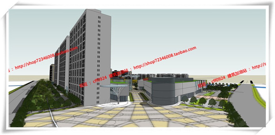 建筑图纸206商业三个方案商业/办公/公寓/餐饮有SU模型+cad图纸+文本