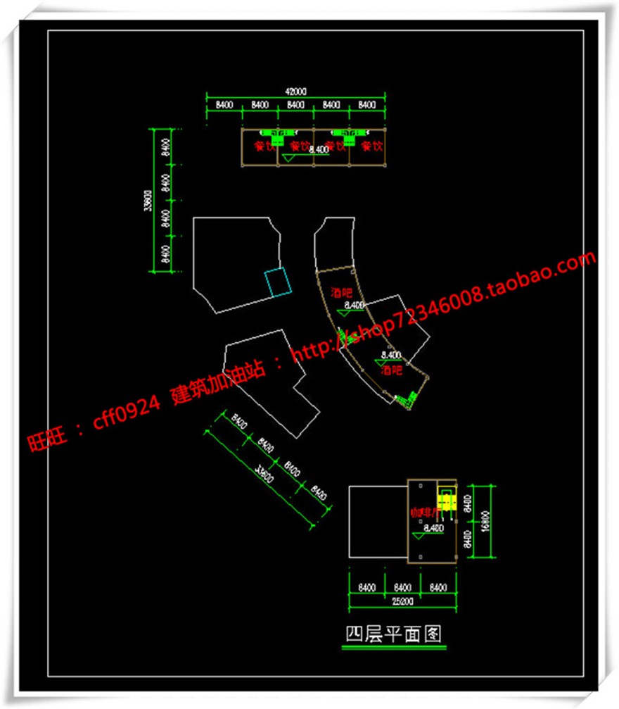 建筑图纸206商业三个方案商业/办公/公寓/餐饮有SU模型+cad图纸+文本