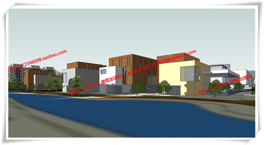 建筑图纸206商业三个方案商业/办公/公寓/餐饮有SU模型+cad图纸+文本