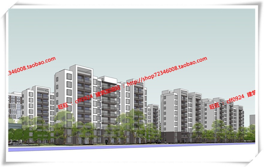 建筑图纸206商业三个方案商业/办公/公寓/餐饮有SU模型+cad图纸+文本