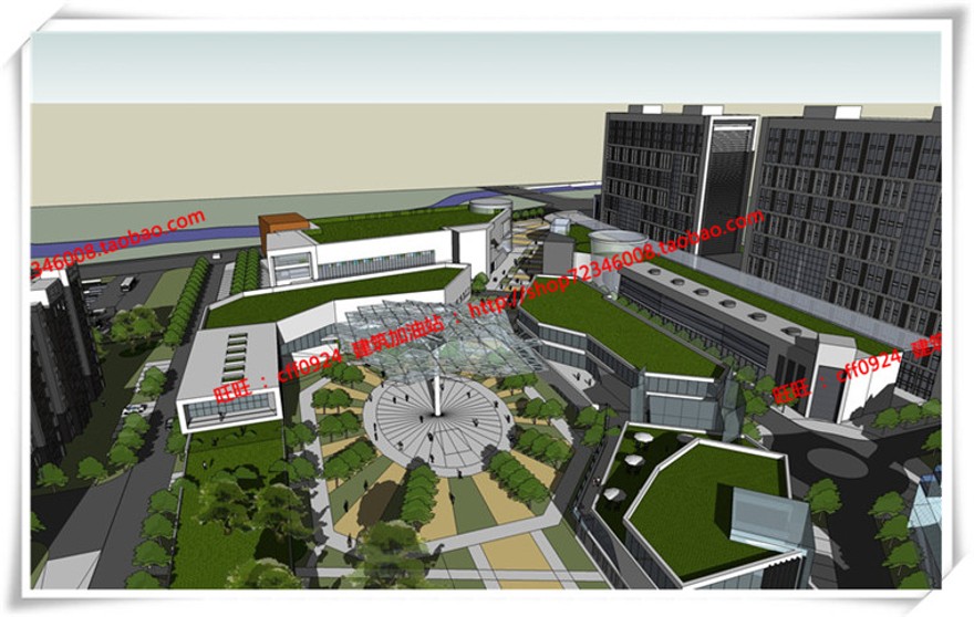 建筑图纸206商业三个方案商业/办公/公寓/餐饮有SU模型+cad图纸+文本