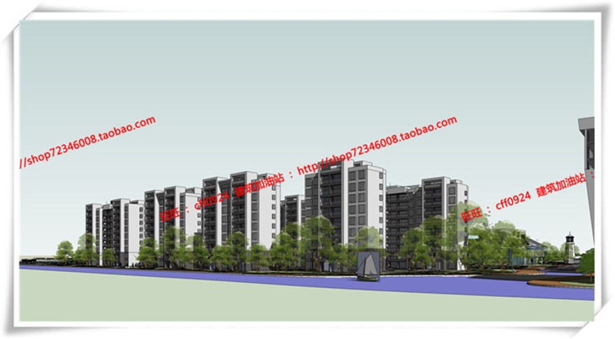 建筑图纸206商业三个方案商业/办公/公寓/餐饮有SU模型+cad图纸+文本