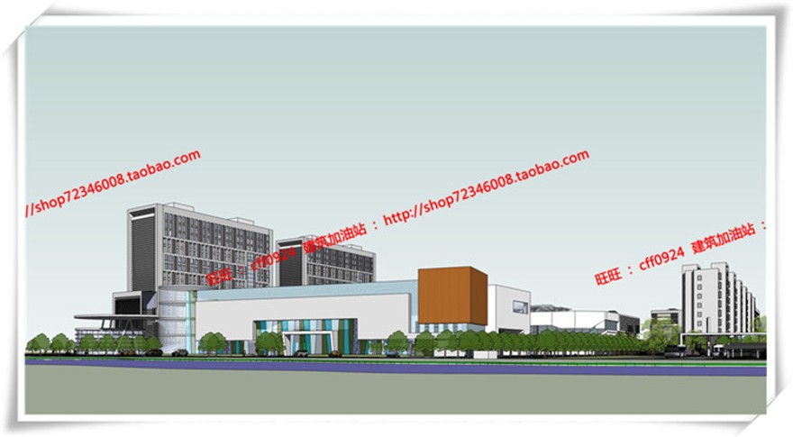 建筑图纸206商业三个方案商业/办公/公寓/餐饮有SU模型+cad图纸+文本