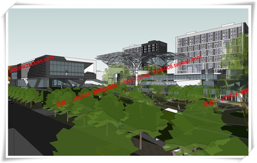 建筑图纸206商业三个方案商业/办公/公寓/餐饮有SU模型+cad图纸+文本