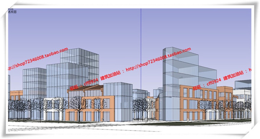 建筑图纸205保利商业广场/中标景观建筑规划项目SU模型+cad图纸+效果图+文本ppt