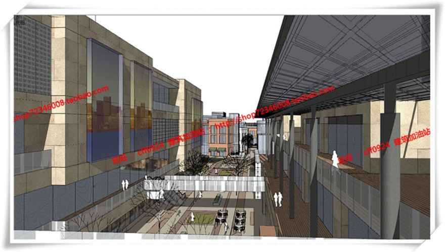 建筑图纸205保利商业广场/中标景观建筑规划项目SU模型+cad图纸+效果图+文本ppt