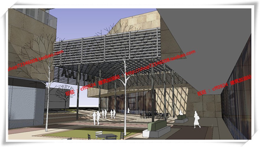 建筑图纸205保利商业广场/中标景观建筑规划项目SU模型+cad图纸+效果图+文本ppt