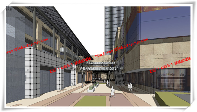 建筑图纸205保利商业广场/中标景观建筑规划项目SU模型+cad图纸+效果图+文本ppt