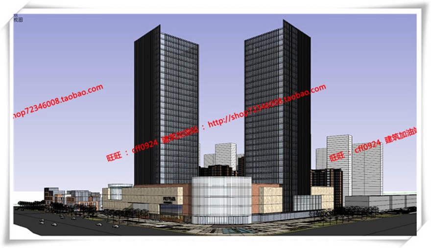 建筑图纸205保利商业广场/中标景观建筑规划项目SU模型+cad图纸+效果图+文本ppt