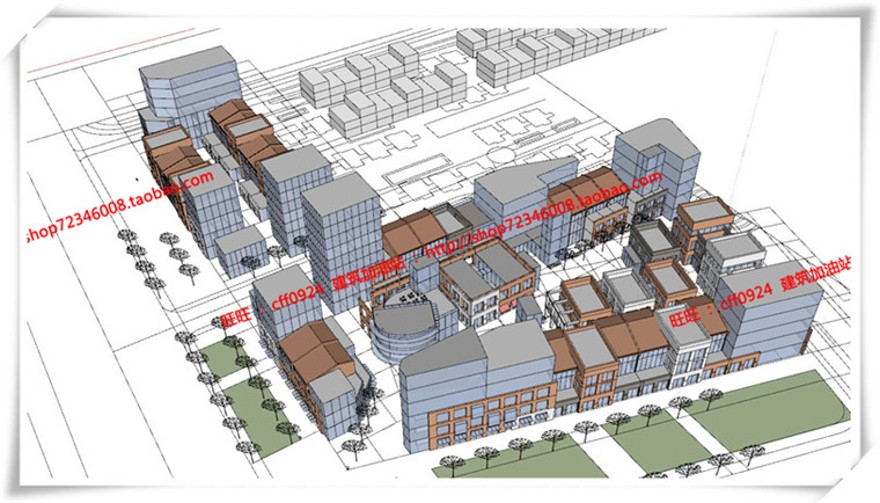 建筑图纸205保利商业广场/中标景观建筑规划项目SU模型+cad图纸+效果图+文本ppt