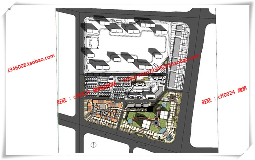 建筑图纸205保利商业广场/中标景观建筑规划项目SU模型+cad图纸+效果图+文本ppt