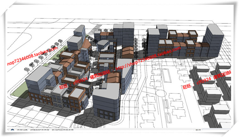 建筑图纸205保利商业广场/中标景观建筑规划项目SU模型+cad图纸+效果图+文本ppt