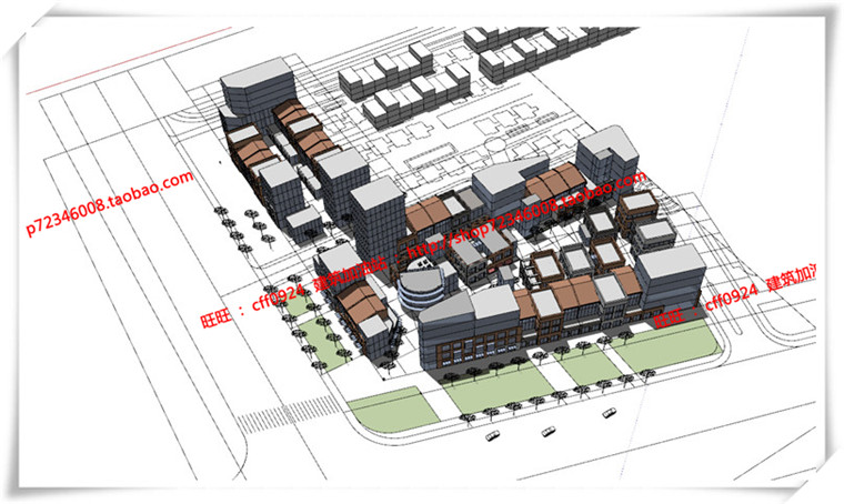 建筑图纸205保利商业广场/中标景观建筑规划项目SU模型+cad图纸+效果图+文本ppt