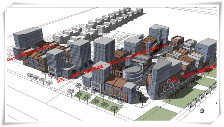 建筑图纸205保利商业广场/中标景观建筑规划项目SU模型+cad图纸+效果图+文本ppt