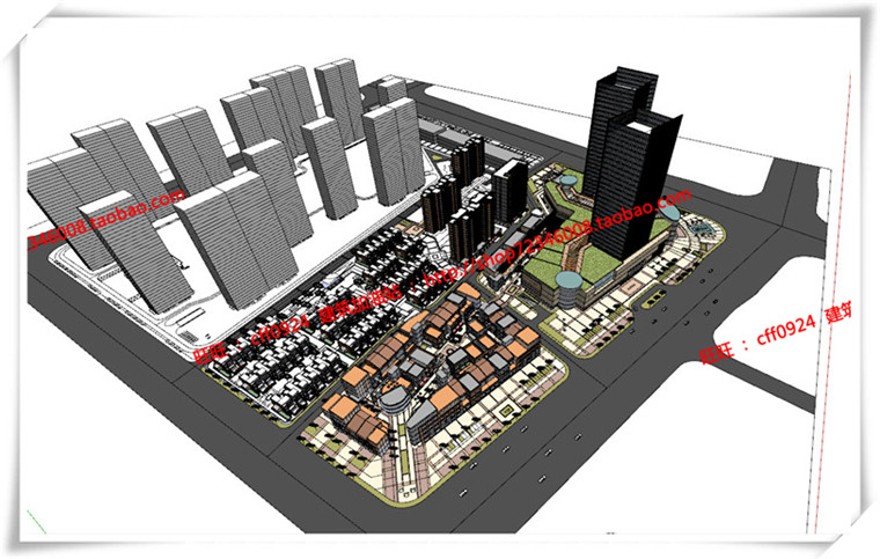 建筑图纸205保利商业广场/中标景观建筑规划项目SU模型+cad图纸+效果图+文本ppt