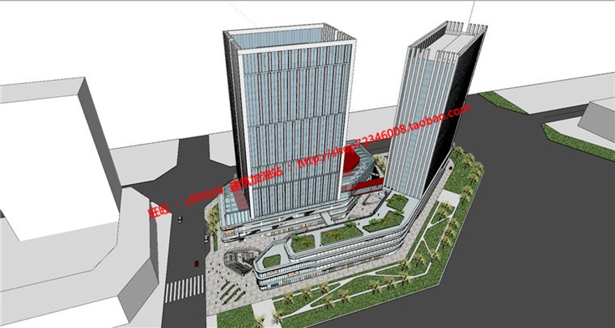 SU精细模型+文本jpg商业购物中心设计综合体办公楼写字楼建筑资源