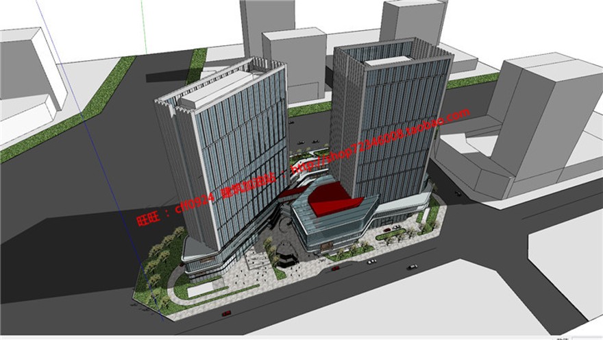 SU精细模型+文本jpg商业购物中心设计综合体办公楼写字楼建筑资源