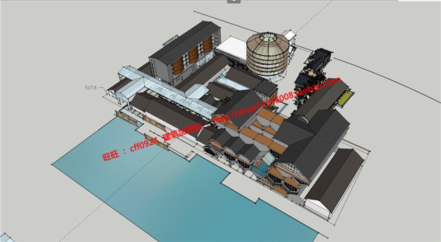 老厂房su模型效果图文本艺术粮仓创意改造建筑方案建筑资源