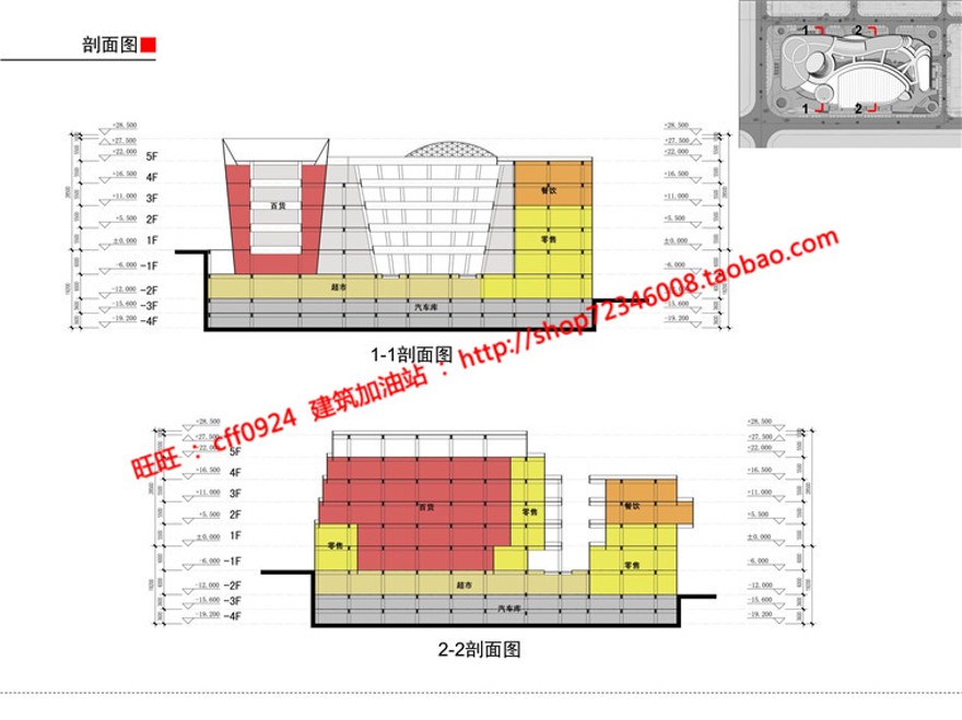 商业街cad图纸+su模型+效果图+文本商业中心百货超市建筑资源