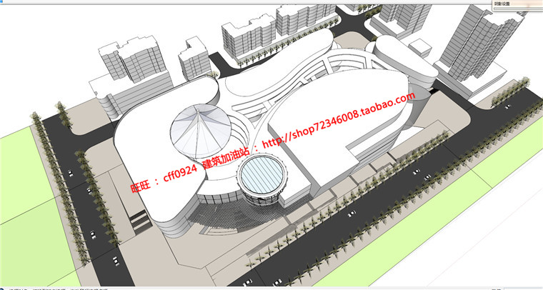 商业街cad图纸+su模型+效果图+文本商业中心百货超市建筑资源