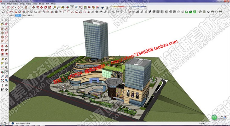 成套-商业设计综合体设计商业广场su模型+cad+效果图+文本