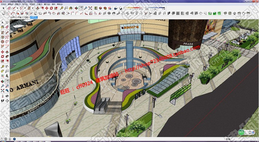 成套-商业设计综合体设计商业广场su模型+cad+效果图+文本