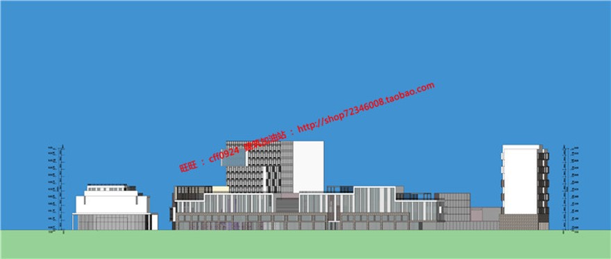 商业街区步行街办公酒店影院商场方案cad图纸su模型建筑资源