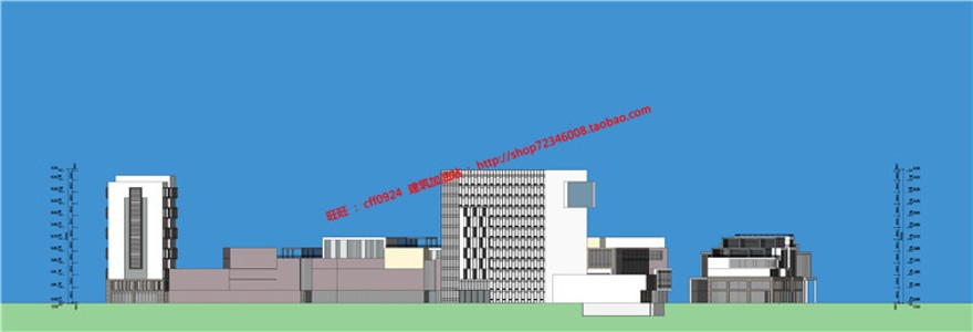 商业街区步行街办公酒店影院商场方案cad图纸su模型建筑资源