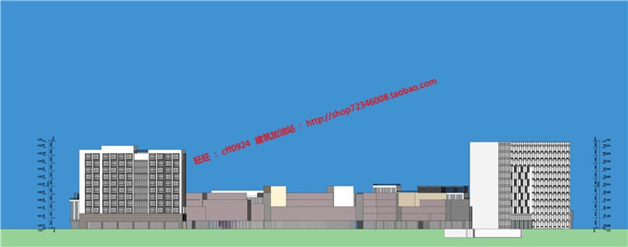 商业街区步行街办公酒店影院商场方案cad图纸su模型建筑资源