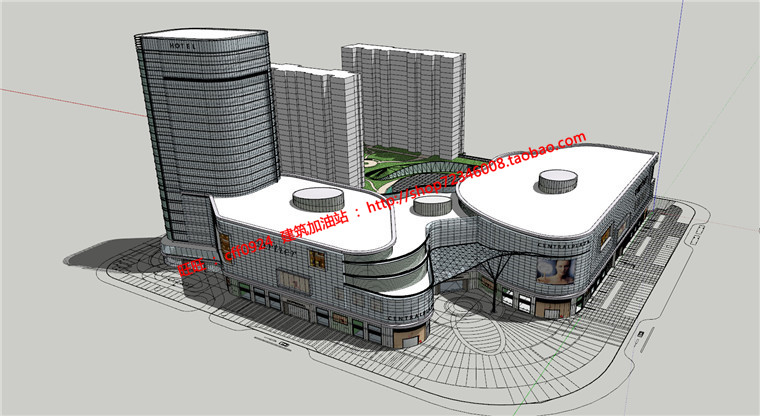 su模型+cad图纸+效果图大冶雨润商业设计综合体景观建筑规划项目购物中建筑资源