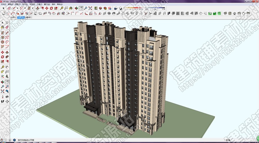 18层小高层住宅小区住宅楼建筑设计方案su(Sketchup)模型+cad平面图