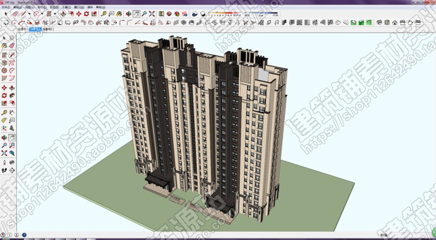 18层小高层住宅小区住宅楼建筑设计方案su(Sketchup)模型+cad平面图