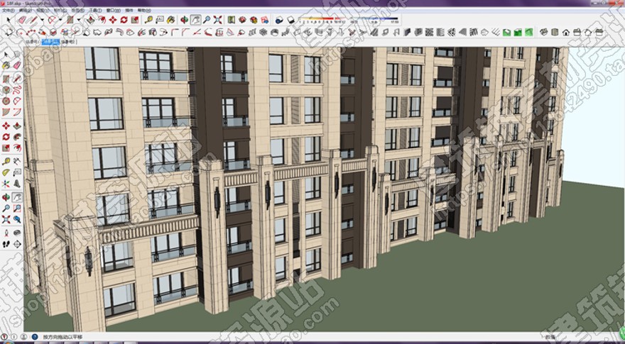 18层小高层住宅小区住宅楼建筑设计方案su(Sketchup)模型+cad平面图