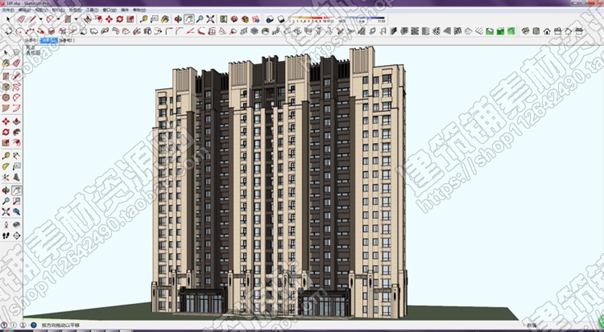 18层小高层住宅小区住宅楼建筑设计方案su(Sketchup)模型+cad平面图