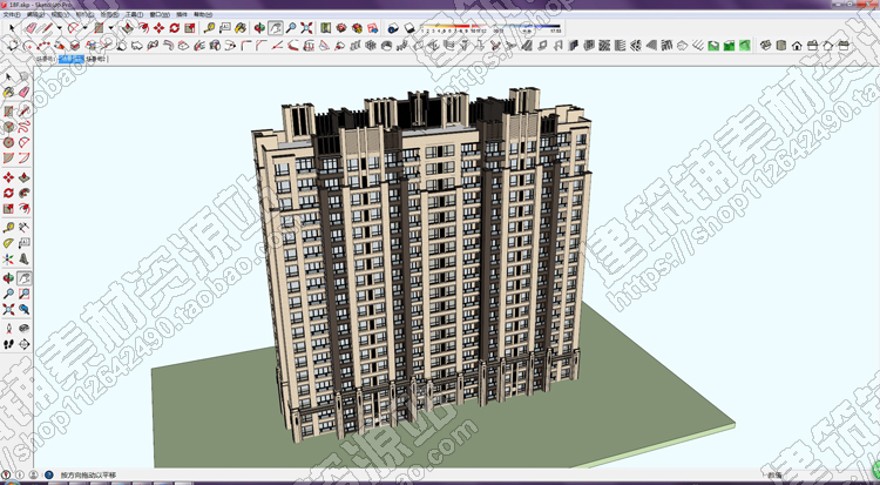 18层小高层住宅小区住宅楼建筑设计方案su(Sketchup)模型+cad平面图