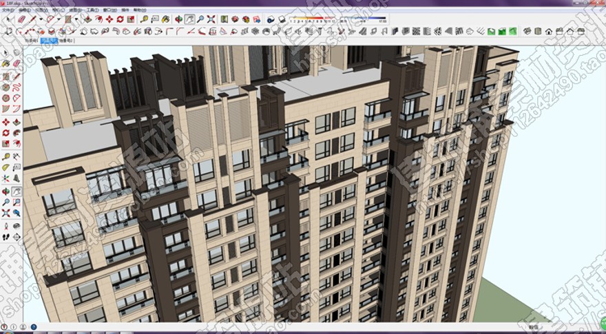 18层小高层住宅小区住宅楼建筑设计方案su(Sketchup)模型+cad平面图