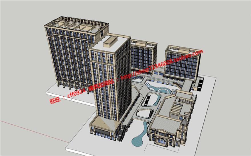 6层建筑旅馆方案设计cad图纸总图su模型