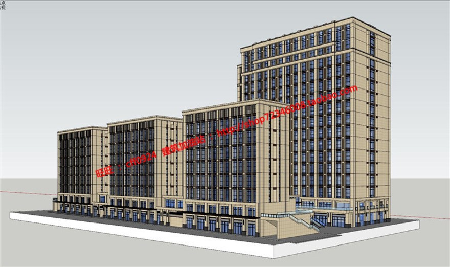 6层建筑旅馆方案设计cad图纸总图su模型