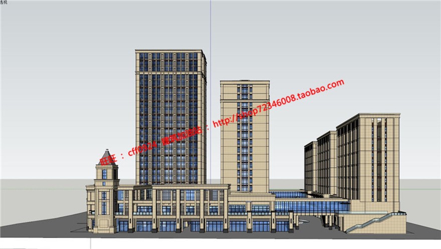 6层建筑旅馆方案设计cad图纸总图su模型