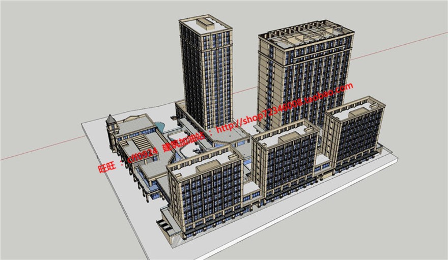 6层建筑旅馆方案设计cad图纸总图su模型