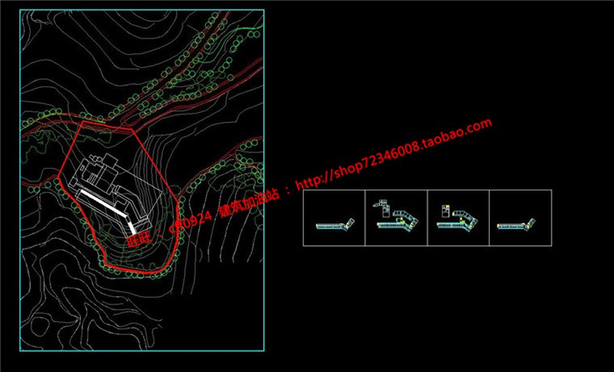 山地住宅旅馆建筑方案设计cad图纸总图平面效果图su模型